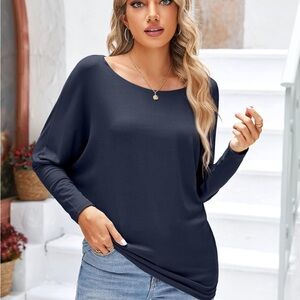 NEW Imysty Off Shoulder Batwing Top Navy